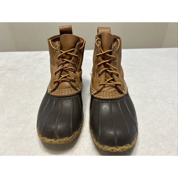 L.L. Bean Women's Boots Size 7.5 Brown Vintage Maine Hunting Rubber Leather Duck - Picture 2 of 7
